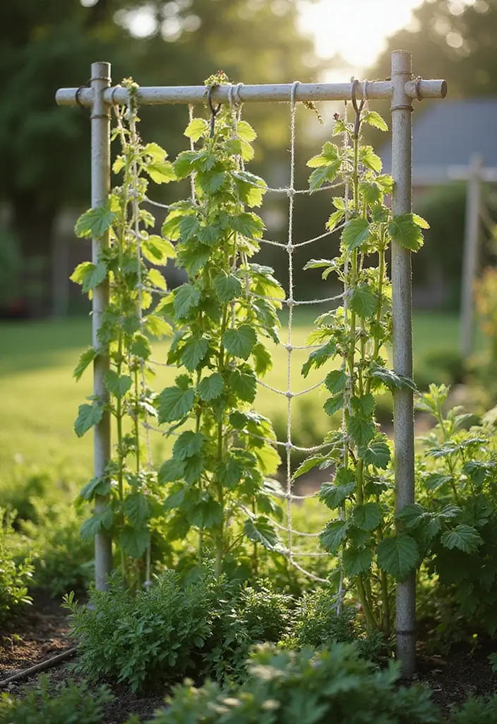 30 Dollar Tree Trellis Ideas That Are Budget-Friendly and Cute - 8. String and Clip Trellis
