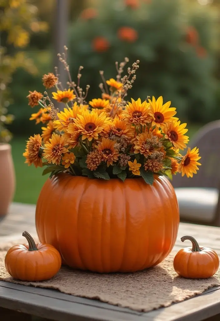 30 Easy Fall Planter Ideas That Add Warm Seasonal Color - 14. DIY Pumpkin Spice Planter