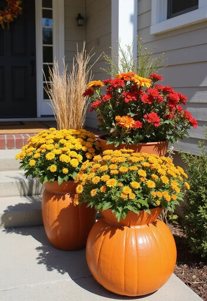 30 Easy Fall Planter Ideas That Add Warm Seasonal Color - 28. Themed Seasonal Planters