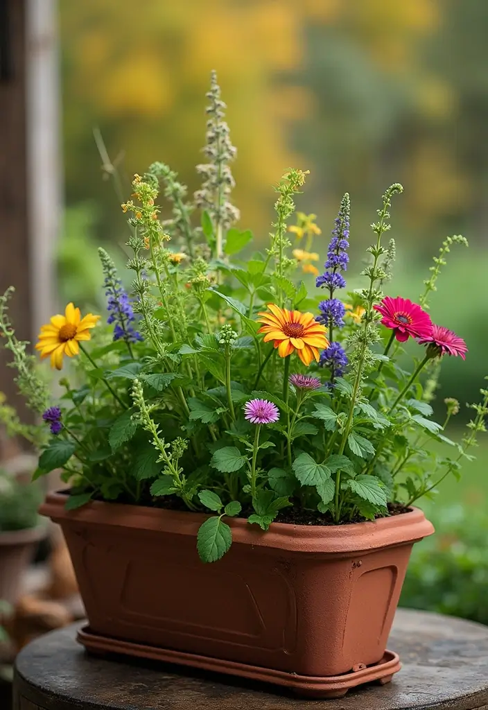 30 Easy Fall Planter Ideas That Add Warm Seasonal Color - 29. Aromatic Herb Planter