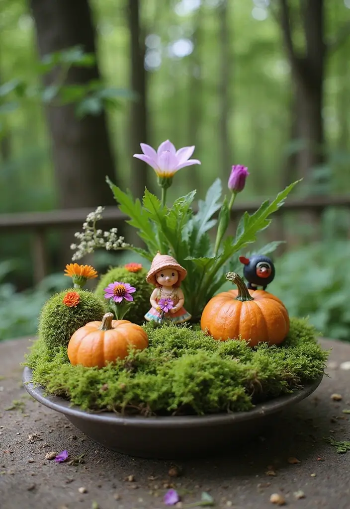 30 Easy Fall Planter Ideas That Add Warm Seasonal Color - 3. Magical Fairy Garden Planter