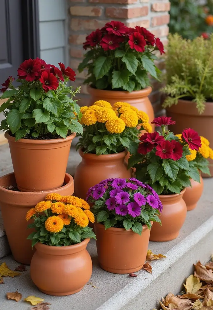 30 Easy Fall Planter Ideas That Add Warm Seasonal Color - 4. Warm-toned Terracotta Pots
