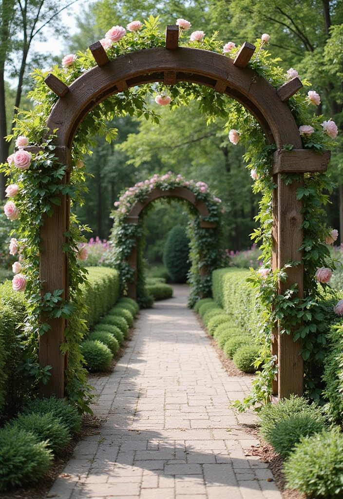 30 Free-Standing Trellis Ideas That Make a Statement 88 30 Free-Standing Trellis Ideas That Make a Statement - 14. Arched Wooden Trellis