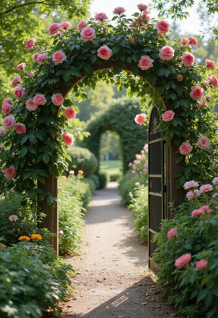 30 Free-Standing Trellis Ideas That Make a Statement 124 30 Free-Standing Trellis Ideas That Make a Statement - 20. Arched Garden Gate Trellis