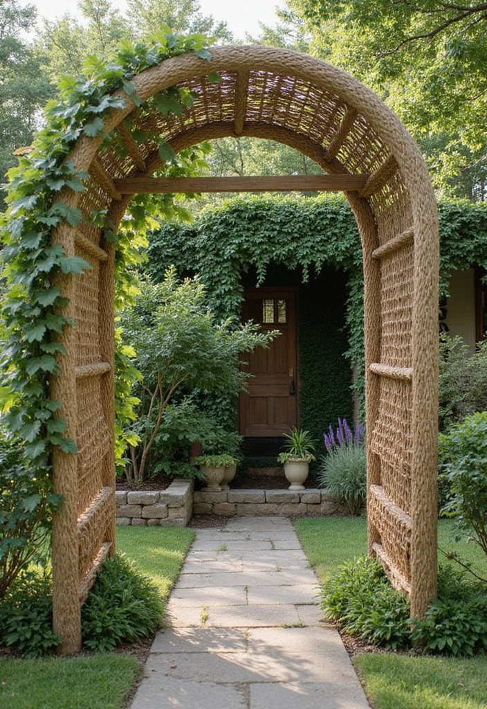 30 Free-Standing Trellis Ideas That Make a Statement 138 30 Free-Standing Trellis Ideas That Make a Statement - 22. Natural Fiber Trellis