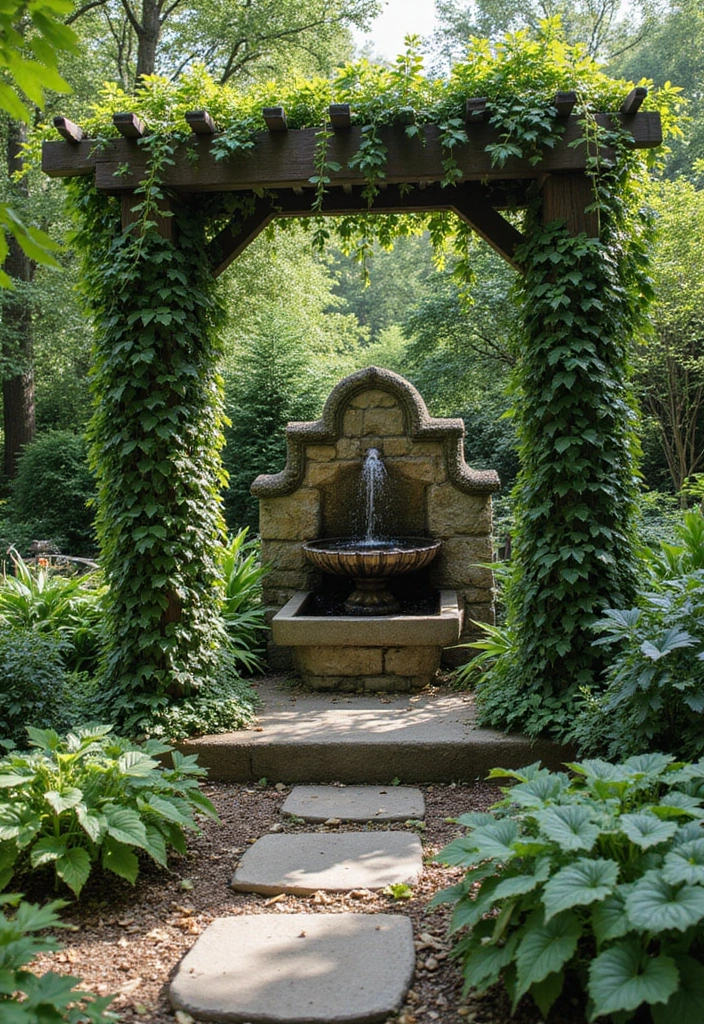 30 Free-Standing Trellis Ideas That Make a Statement 190 30 Free-Standing Trellis Ideas That Make a Statement - 30. Trellis with Water Feature