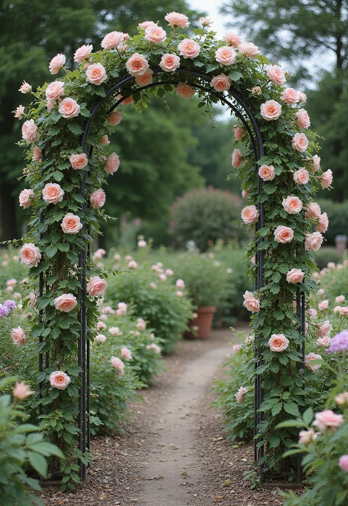 30 Free-Standing Trellis Ideas That Make a Statement 53 30 Free-Standing Trellis Ideas That Make a Statement - 9. Vintage Iron Trellis