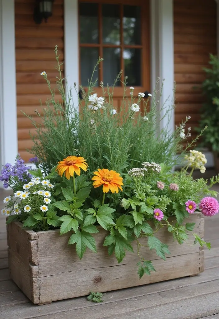 30 Front Porch Planter Ideas to Boost Your Curb Appeal 62 30 Front Porch Planter Ideas to Boost Your Curb Appeal - 10. Rustic Wooden Planters