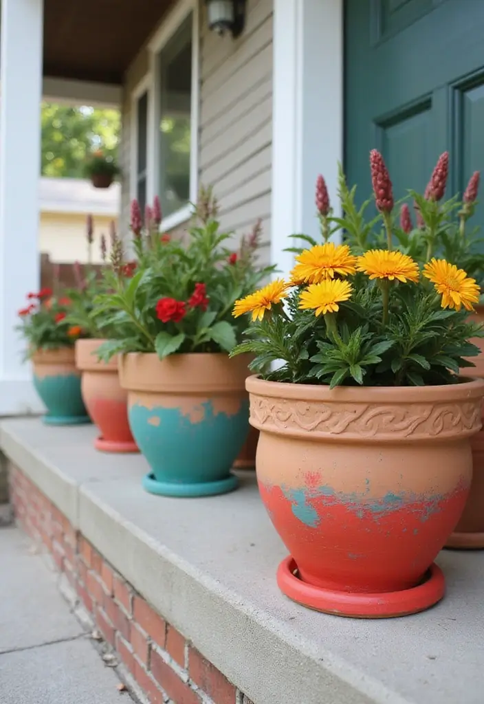 30 Front Porch Planter Ideas to Boost Your Curb Appeal 69 30 Front Porch Planter Ideas to Boost Your Curb Appeal - 11. Paint-Dipped Planters