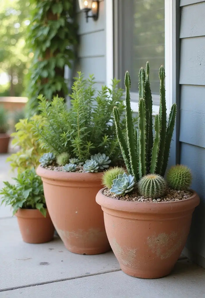 30 Front Porch Planter Ideas to Boost Your Curb Appeal 83 30 Front Porch Planter Ideas to Boost Your Curb Appeal - 13. Drought-Resistant Planters
