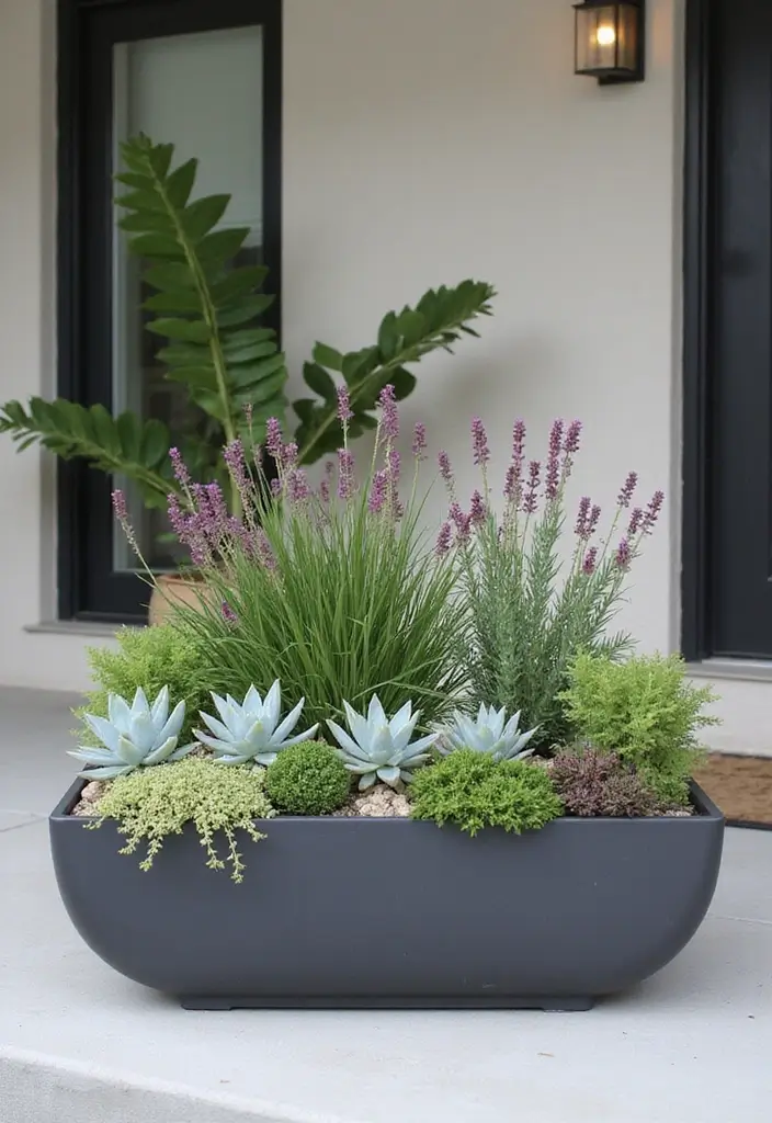 30 Front Porch Planter Ideas to Boost Your Curb Appeal 164 30 Front Porch Planter Ideas to Boost Your Curb Appeal - 26. Low-Profile Planters