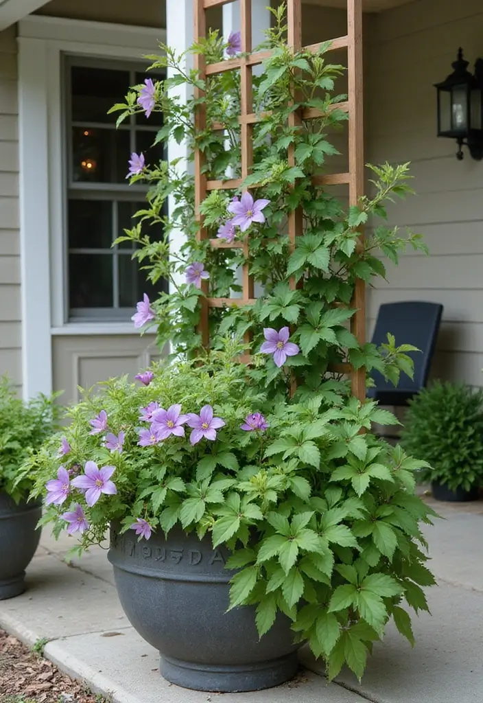 30 Front Porch Planter Ideas to Boost Your Curb Appeal 178 30 Front Porch Planter Ideas to Boost Your Curb Appeal - 28. Planters with Trellises