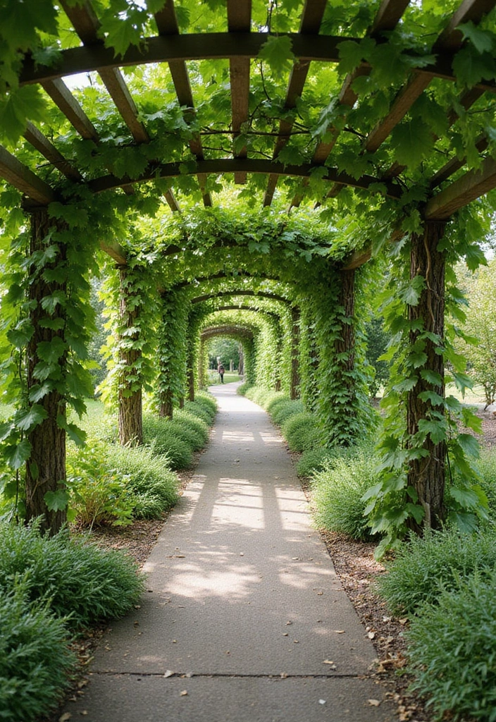 30 Grapes Trellis Ideas for a Flourishing Backyard Vineyard - 15. Trellis Over a Pathway