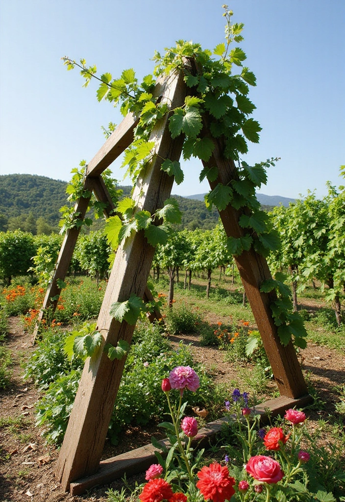 30 Grapes Trellis Ideas for a Flourishing Backyard Vineyard - 18. Geometric Trellis Design