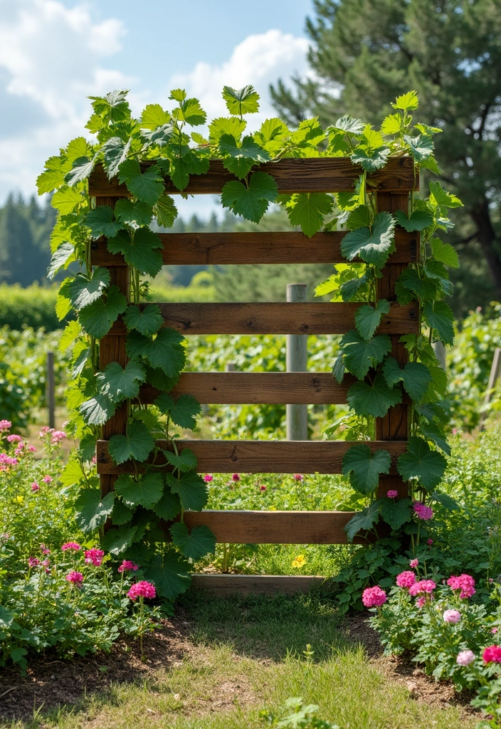 30 Grapes Trellis Ideas for a Flourishing Backyard Vineyard - 2. DIY Pallet Trellis