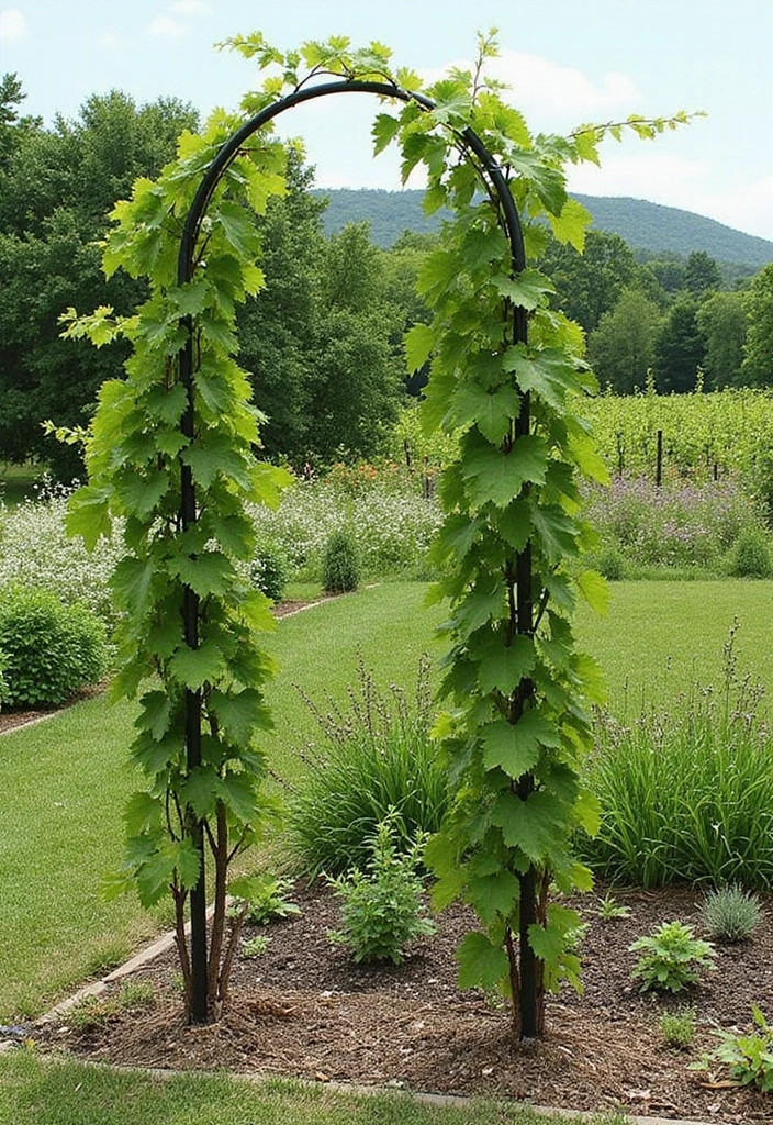 30 Grapes Trellis Ideas for a Flourishing Backyard Vineyard - 20. Freestanding Trellis