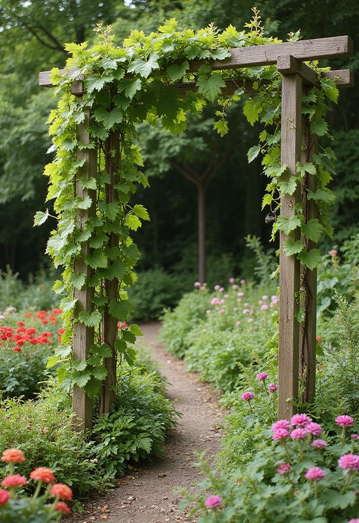 30 Grapes Trellis Ideas for a Flourishing Backyard Vineyard - 22. Hanging Trellis