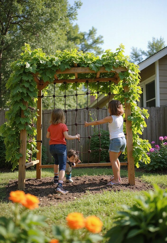 30 Grapes Trellis Ideas for a Flourishing Backyard Vineyard - 24. Climbing Frame Trellis