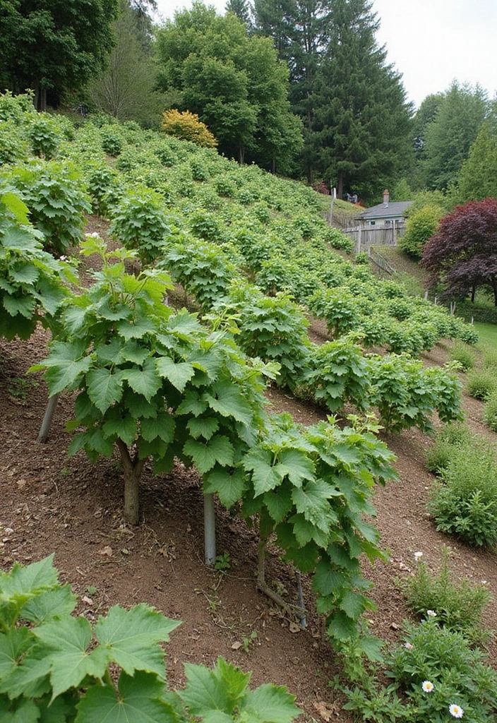 30 Grapes Trellis Ideas for a Flourishing Backyard Vineyard - 29. Terraced Trellis System