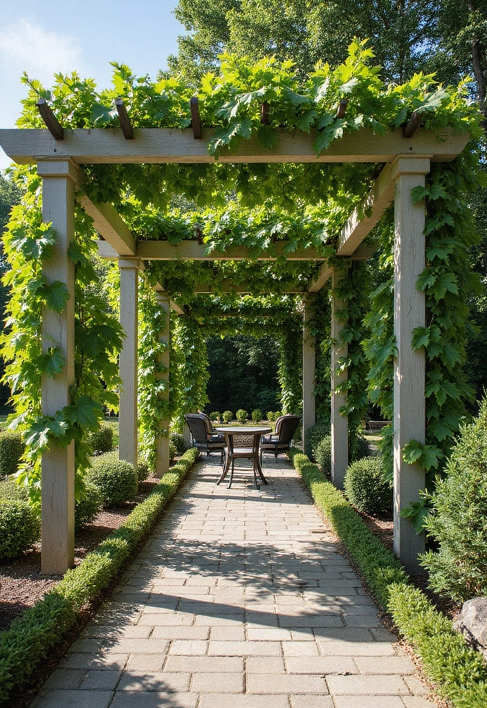 30 Grapes Trellis Ideas for a Flourishing Backyard Vineyard - 4. Pergola with Integrated Trellis