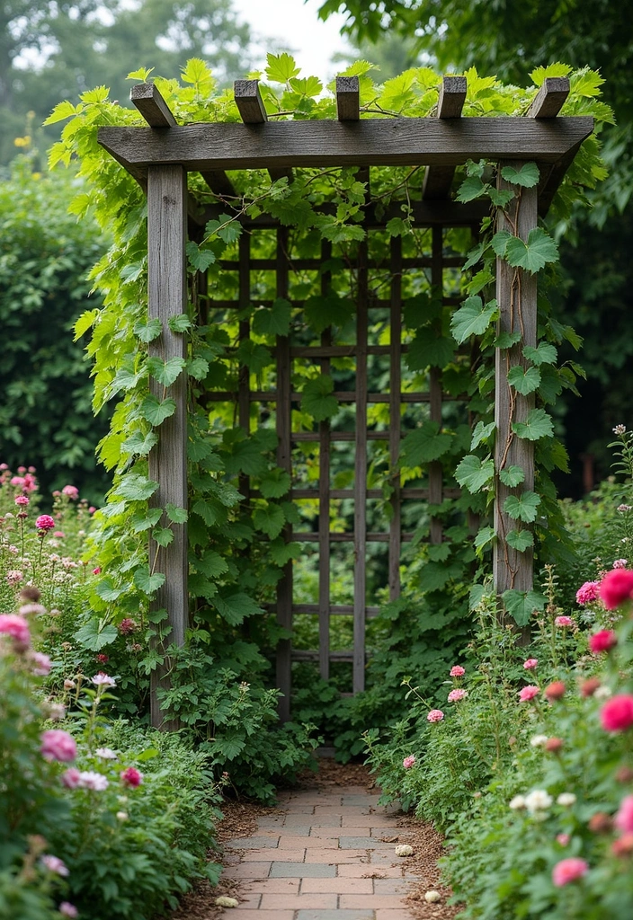 30 Grapes Trellis Ideas for a Flourishing Backyard Vineyard - 7. Lattice Trellis