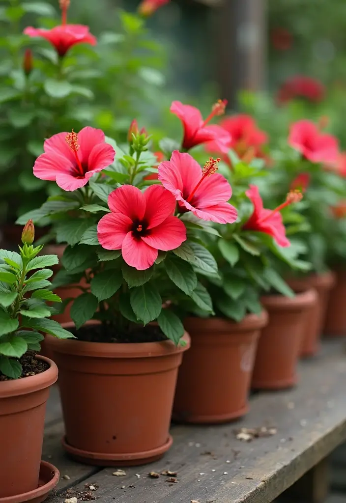 30 Hibiscus Planter Ideas That Bring Tropical Beauty - 12. Terracotta Pots