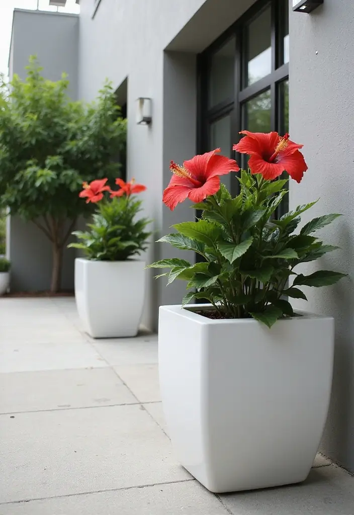 30 Hibiscus Planter Ideas That Bring Tropical Beauty - 17. Minimalist Planters