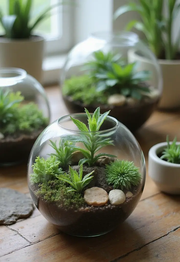 30 Large Round Planter Ideas That Make a Statement - 17. Terrific Terrarium Planters