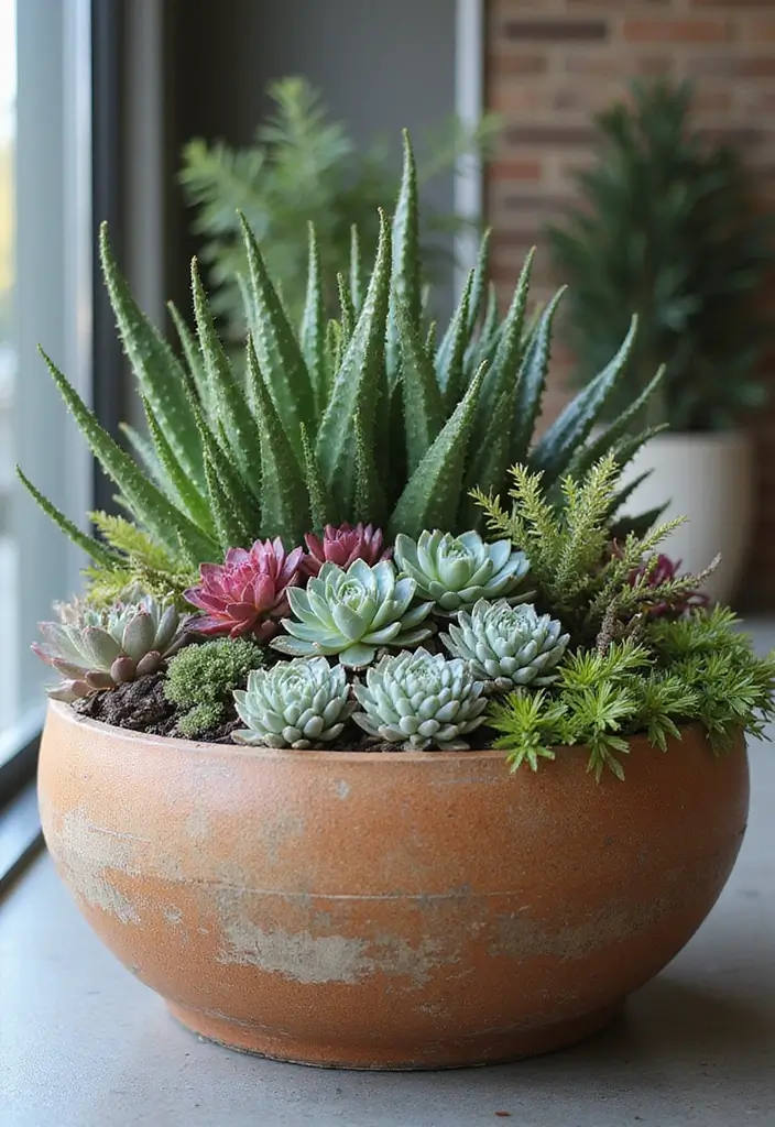 30 Large Round Planter Ideas That Make a Statement - 23. Succulent Round Planters