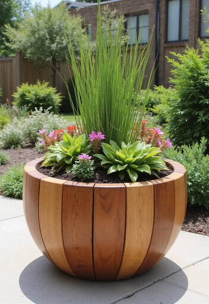 30 Large Round Planter Ideas That Make a Statement - 28. Custom Built Planters
