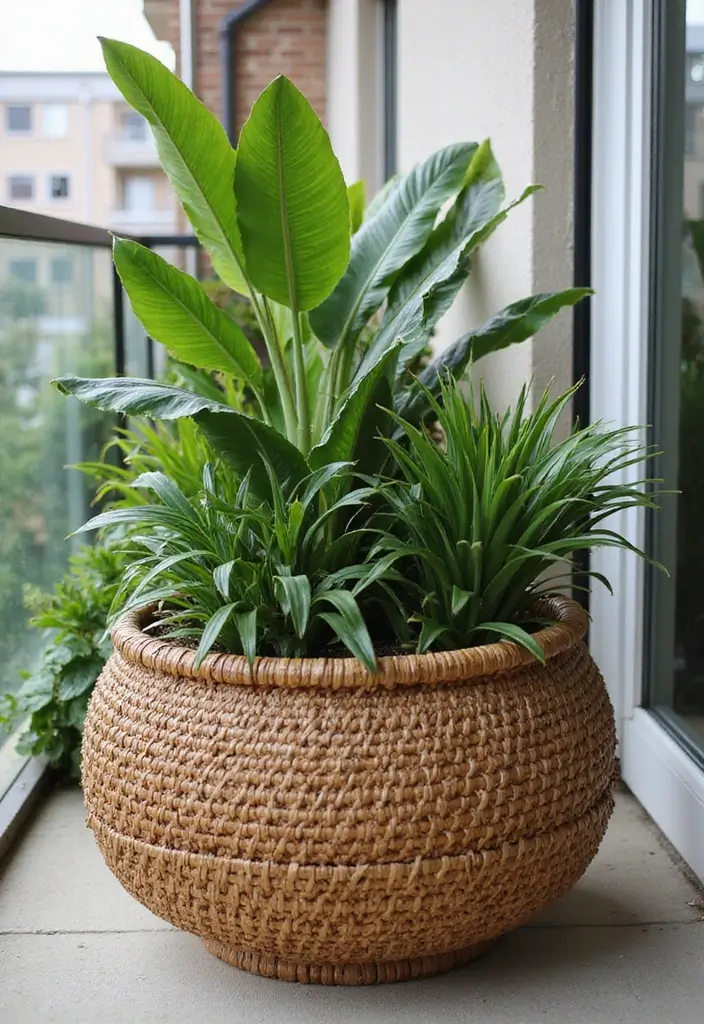 30 Large Round Planter Ideas That Make a Statement - 8. Stylish Rattan Planters