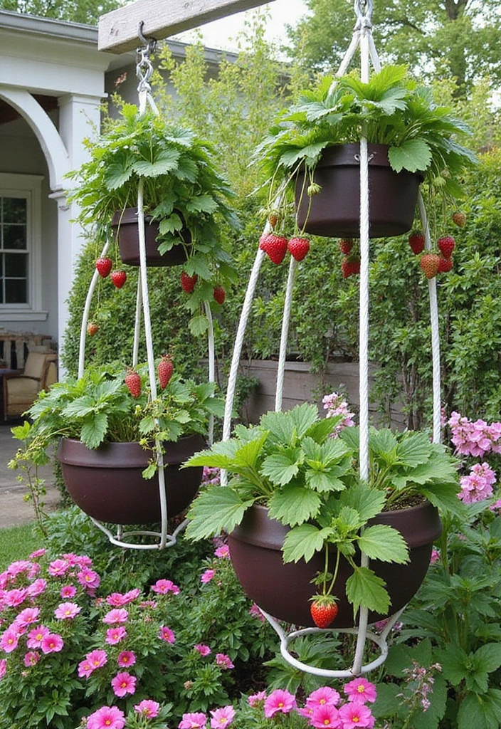 30 Lattice Trellis Ideas That Combine Beauty and Function - 10. Hanging Trellis Planters