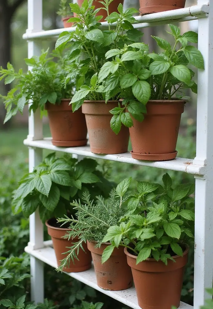 30 Lattice Trellis Ideas That Combine Beauty and Function - 18. Vertical Herb Garden Trellis