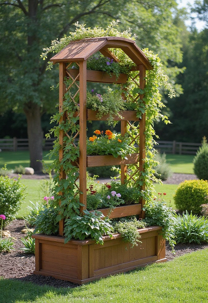 30 Lattice Trellis Ideas That Combine Beauty and Function - 22. Trellis with Planter Base