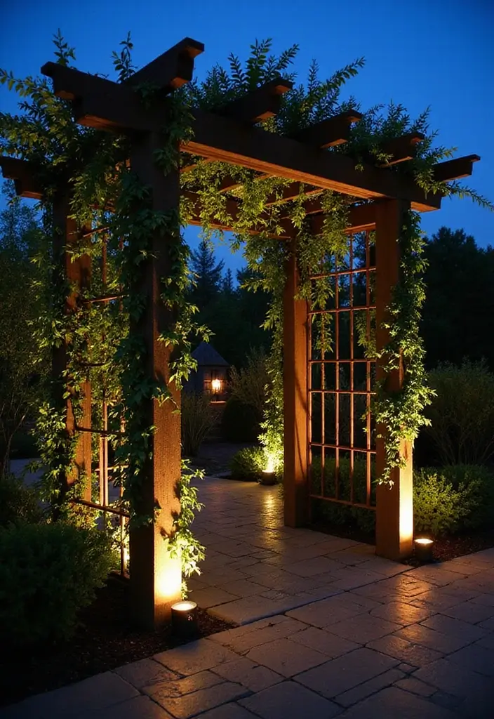 30 Lattice Trellis Ideas That Combine Beauty and Function - 28. Trellis with Built-in Lighting