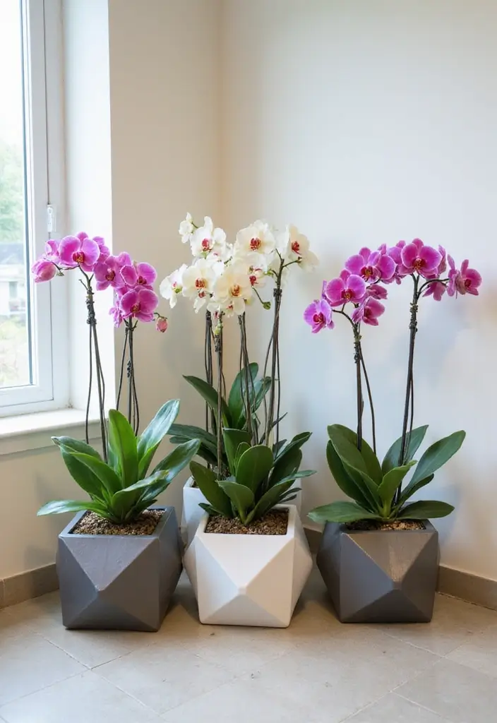 30 Orchid Planter Ideas That Highlight Elegant Blooms 69 30 Orchid Planter Ideas That Highlight Elegant Blooms - 13. Modern Geometric Planters