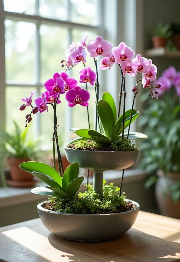 30 Orchid Planter Ideas That Highlight Elegant Blooms 88 30 Orchid Planter Ideas That Highlight Elegant Blooms - 16. Elegant Tiered Garden Stands
