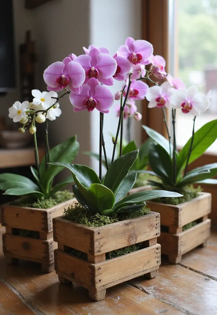 30 Orchid Planter Ideas That Highlight Elegant Blooms 98 30 Orchid Planter Ideas That Highlight Elegant Blooms - 18. Repurposed Crates