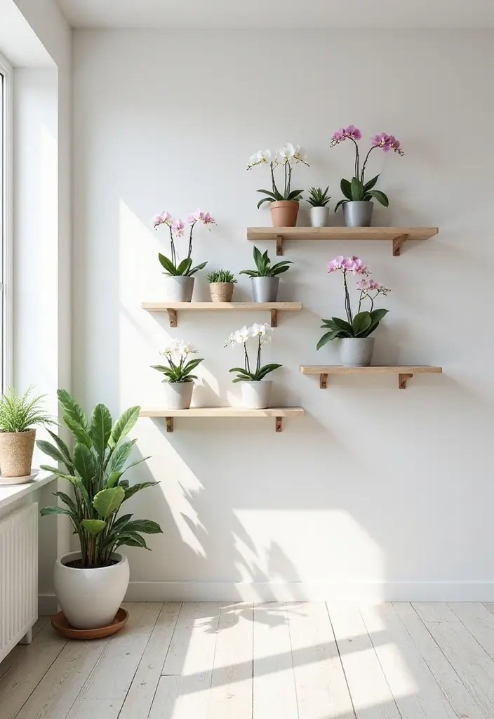30 Orchid Planter Ideas That Highlight Elegant Blooms 105 30 Orchid Planter Ideas That Highlight Elegant Blooms - 19. Floating Shelves