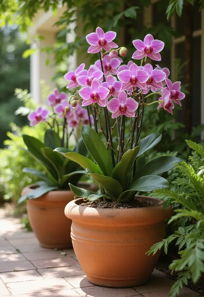 30 Orchid Planter Ideas That Highlight Elegant Blooms 117 30 Orchid Planter Ideas That Highlight Elegant Blooms - 21. Terracotta Planters