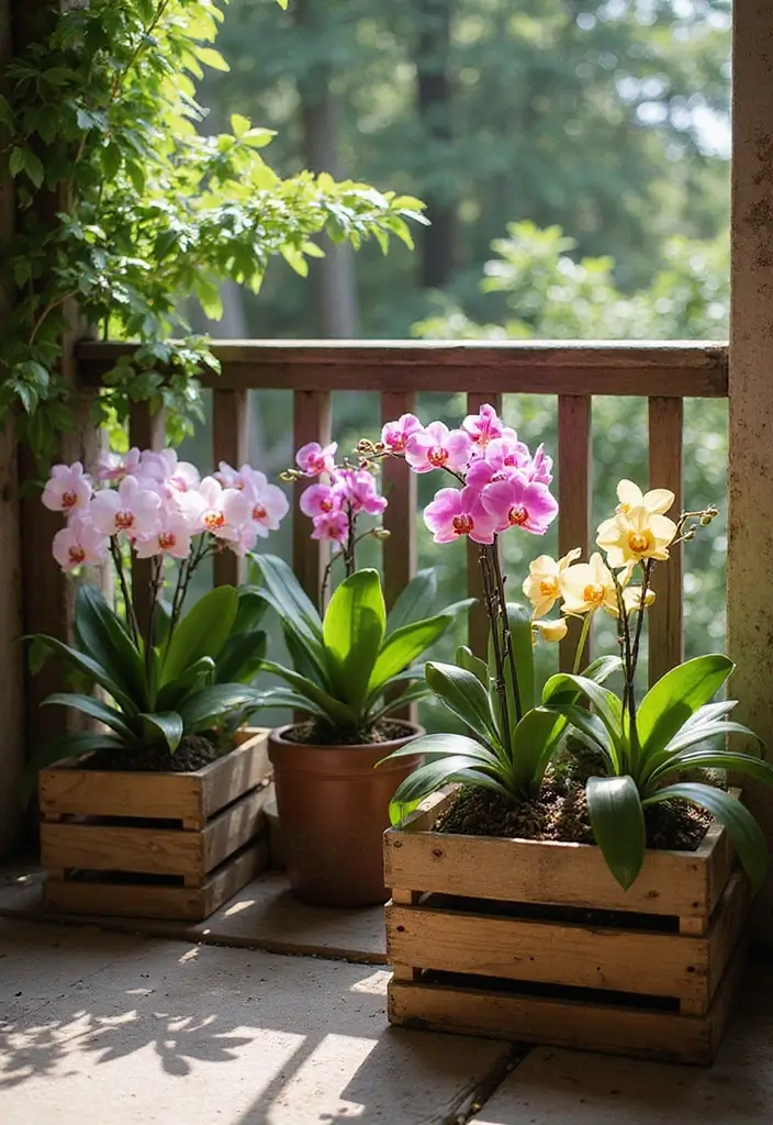 30 Orchid Planter Ideas That Highlight Elegant Blooms 155 30 Orchid Planter Ideas That Highlight Elegant Blooms - 27. Vintage Crates for Orchids