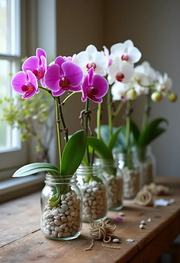 30 Orchid Planter Ideas That Highlight Elegant Blooms 47 30 Orchid Planter Ideas That Highlight Elegant Blooms - 9. Repurposed Mason Jars
