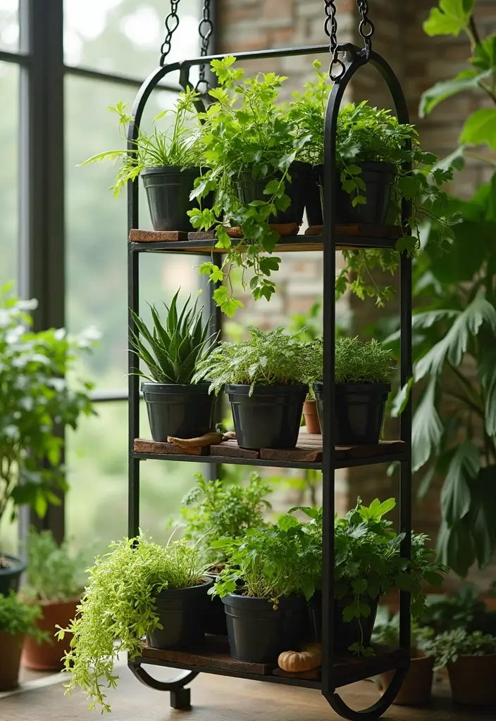 30 Outdoor Hanging Planter Ideas to Add Greenery Up High - 18. Hanging Plant Shelf