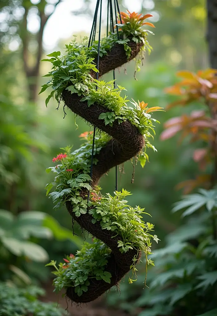 30 Outdoor Hanging Planter Ideas to Add Greenery Up High - 27. Hanging Plant Spirals