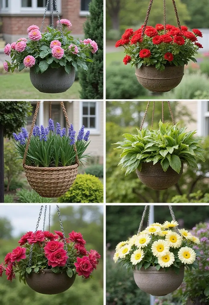 30 Outdoor Hanging Planter Ideas to Add Greenery Up High - 30. Hanging Seasonal Planters