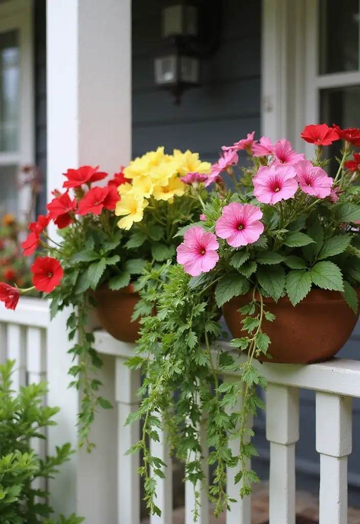 30 Outdoor Hanging Planter Ideas to Add Greenery Up High - 7. Hanging Baskets with Liners