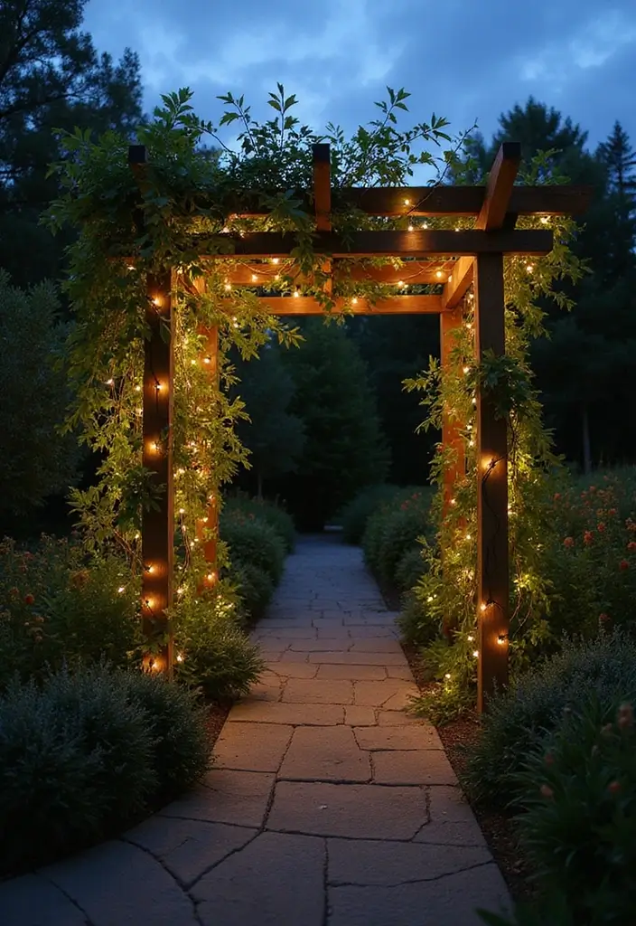 30 Outdoor Trellis Ideas That Transform Your Yard - 19. Trellis with Lighting