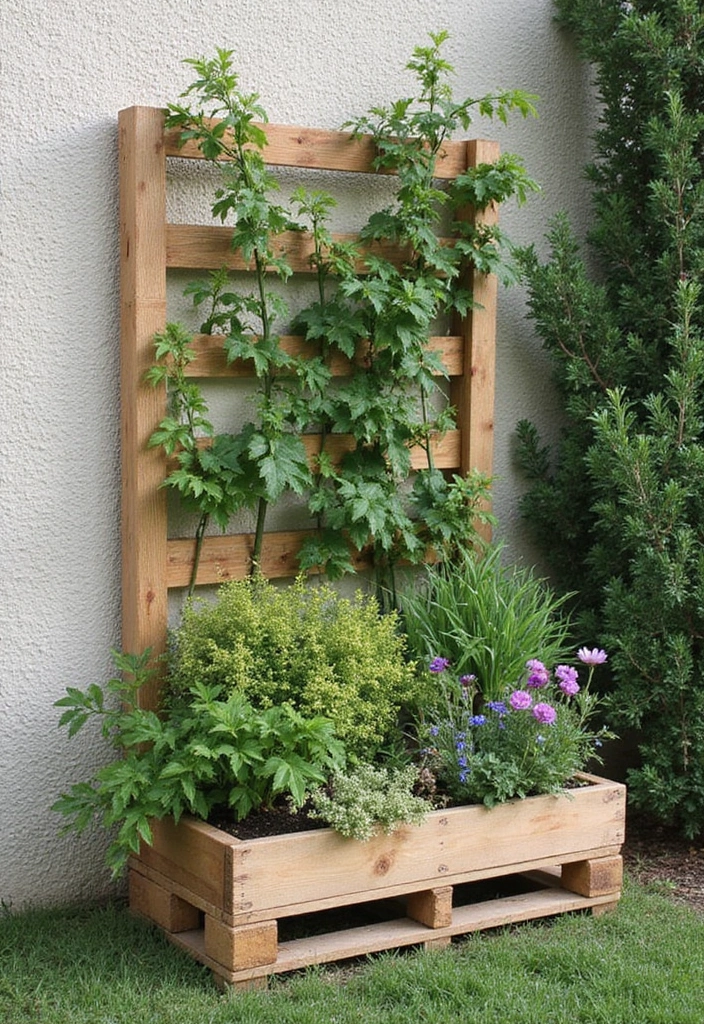 30 Pallet Planter Ideas You Can DIY on a Budget - 13. Pallet Planter with Trellis
