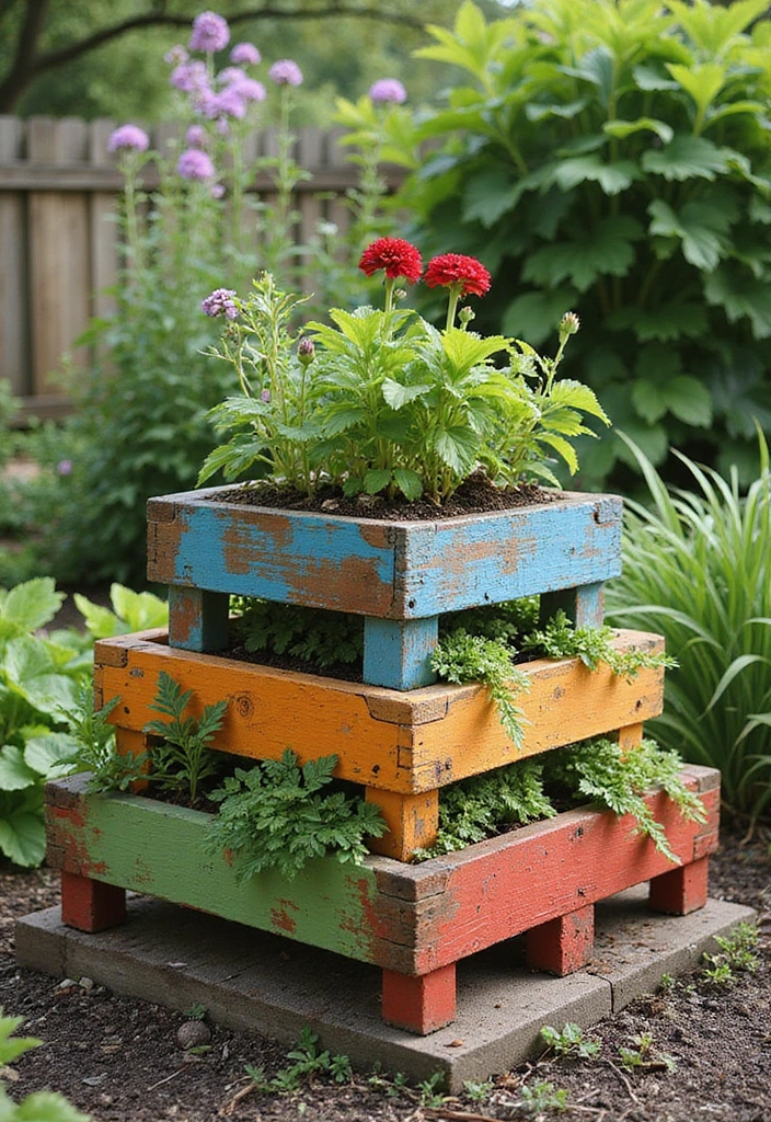 30 Pallet Planter Ideas You Can DIY on a Budget - 2. Tiered Pallet Planter