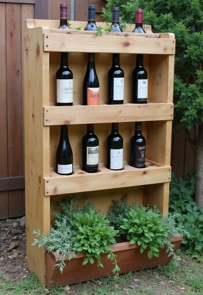30 Pallet Planter Ideas You Can DIY on a Budget - 23. Pallet Wine Rack Planter